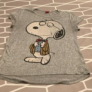 Peanuts Gray Snoopy Short Sleeve Tee with Bow Tie